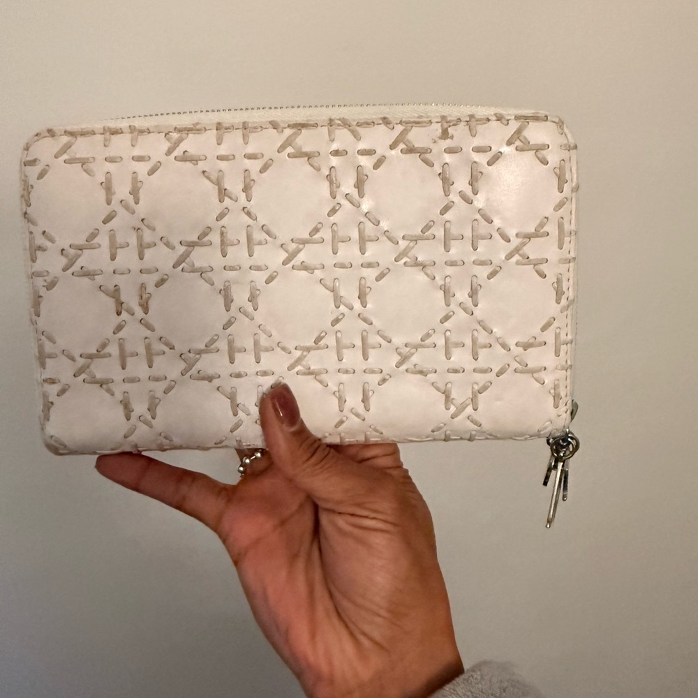 Dior White Quilted Wallet